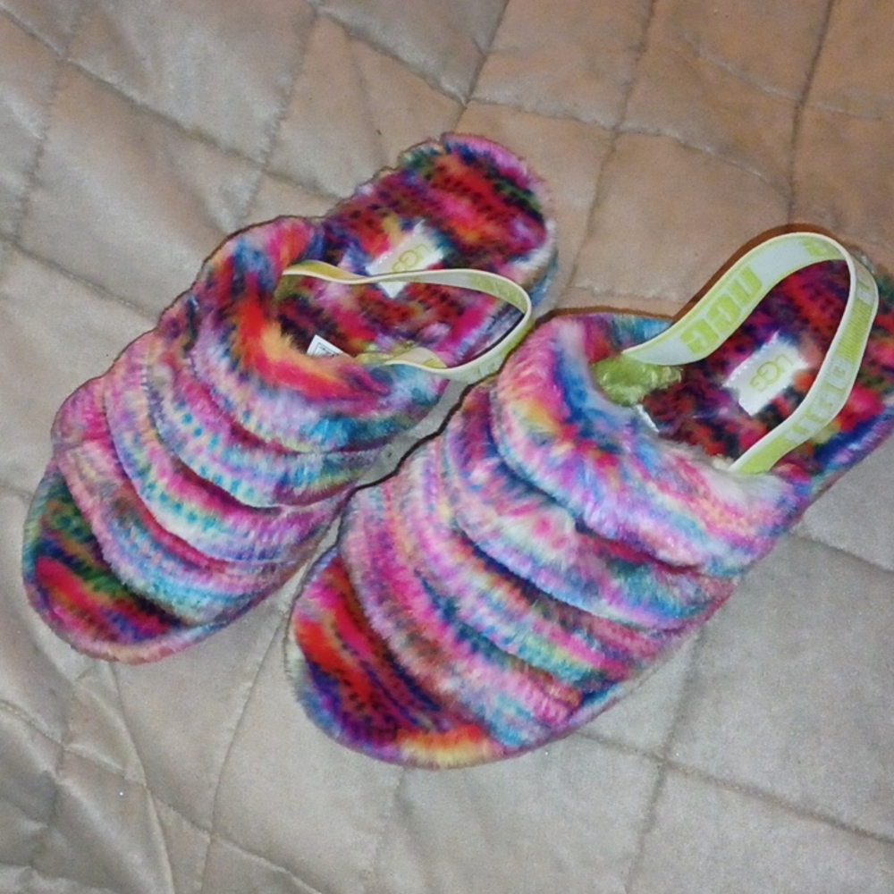 Ugg Rainbow Fuzzy Slippers